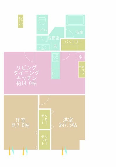 門前仲町サマリヤマンション(2LDK) 7階の間取り図