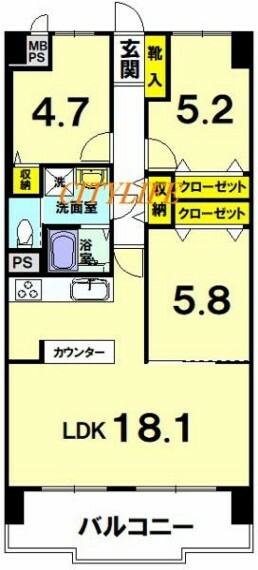 パークテラス桂川(3LDK) 6階の間取り図