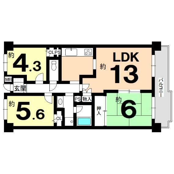 宇治黄檗パークホームズ(3LDK) 1階の間取り図