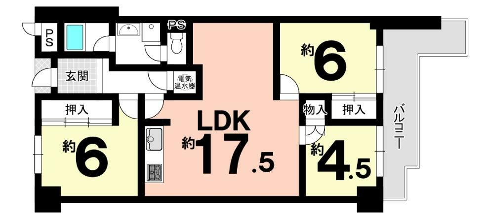 ユニ宇治川マンション3号館(3LDK) 1階の内観