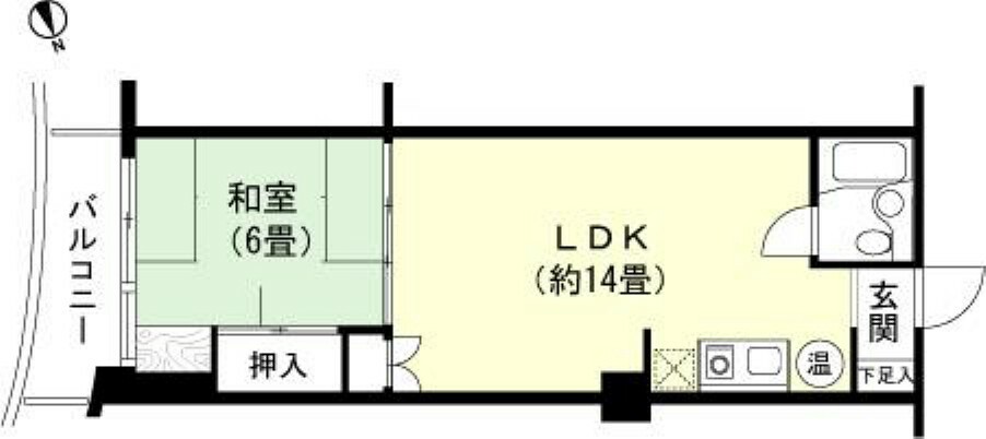 マンション南熱海(1LDK) 6階の間取り図