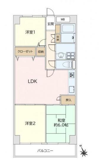 富士見ニューライフ(3LDK) 3階の間取り図