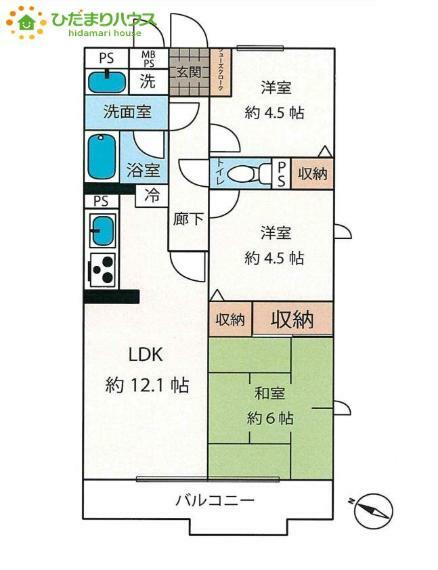 ライオンズマンション大宮指扇第二(3LDK) 6階の間取り図