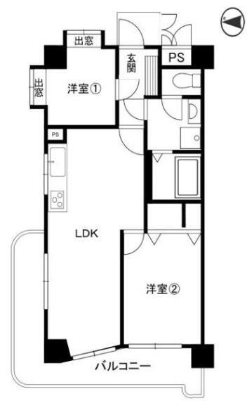 ノバカネイチ天王寺(2LDK) 3階の間取り図