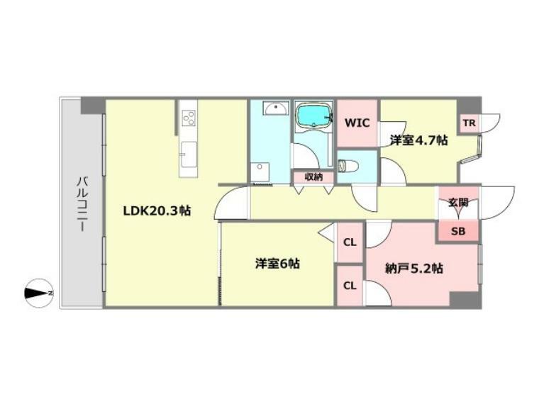 岡本サンハイツ(2LDK) 2階の間取り図