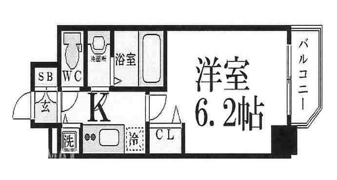 プレサンス大阪ゲートシティ(1K) 8階の間取り図