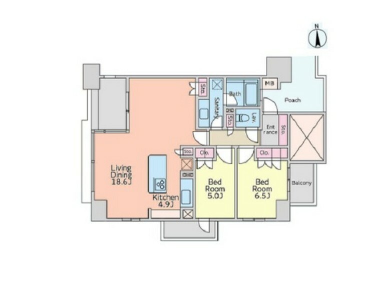 レクセルマンション上野入谷(2LDK) 12階の間取り図