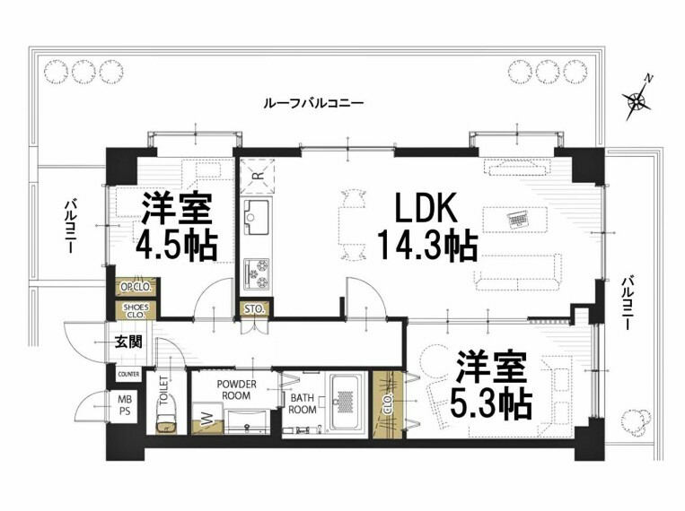 ライオンズマンション西浦和　(2LDK) 4階の内観