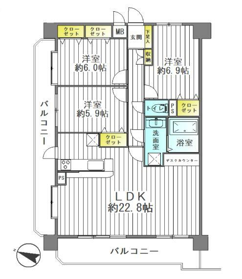 ネオハイツ高砂2(3LDK) 3階の間取り図
