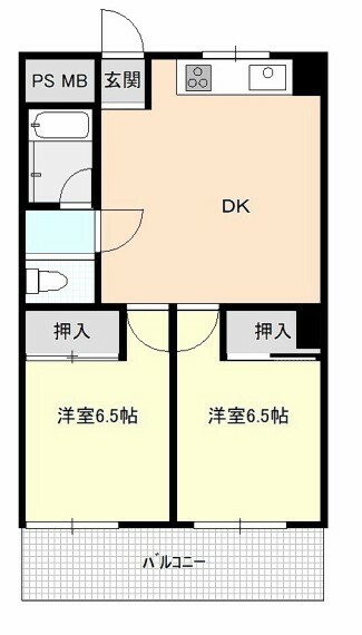 竹の塚スカイタウン(2DK) 12階の間取り図