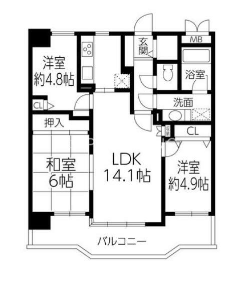 コスモ相武台サニーサイド(3LDK) 8階の間取り図
