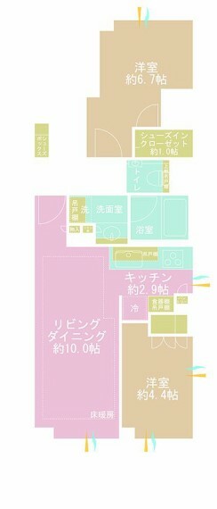 ザ・パークハウスアーバンス渋谷(2LDK) 6階の間取り図