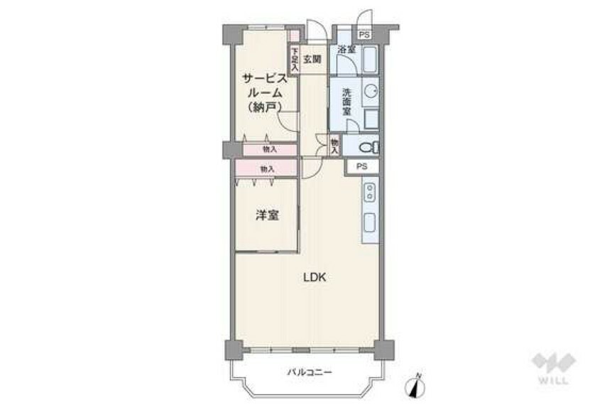 摂津コーラルハイツ(1LDK) 2階の間取り図