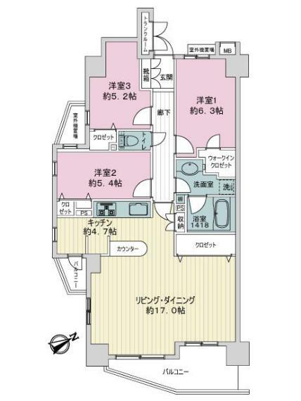 ジェイパーク王子神谷(3LDK) 8階の間取り図