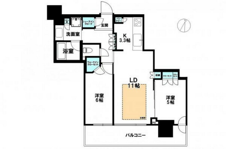 ライオンズタワー札幌(2LDK) 19階の間取り図