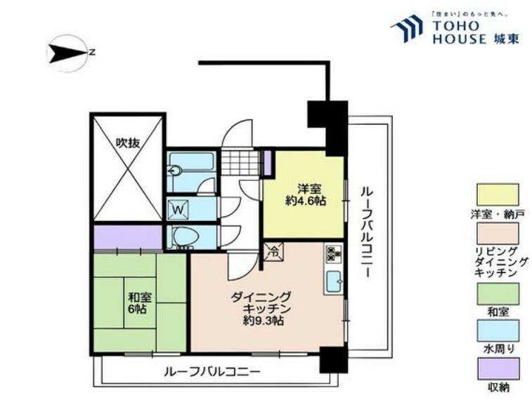 セザール西新井ガーデン(2DK) 6階の間取り図