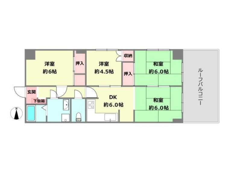 三光ハイツ(4DK) 2階の間取り図