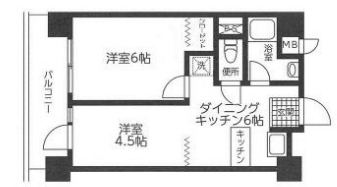 トーア錦糸町マンション(1LDK) 2階の間取り図