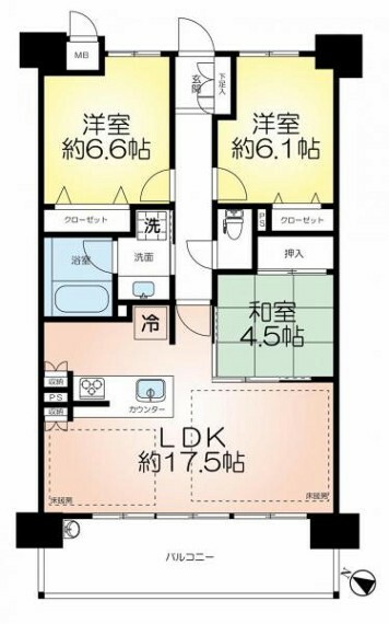 アルファステイツ西神中央II(3LDK) 4階の間取り図