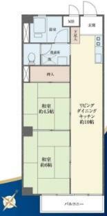 秀和高樹町レジデンス(2LDK) 4階の間取り図