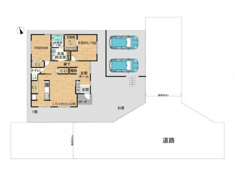 【敷地配置図】当住宅の敷地イメージです。図と異なる場合は現況を優先します。並列2台駐車可能です。