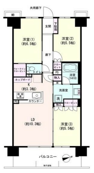リビオシティ川口元郷(3LDK) 9階の間取り図