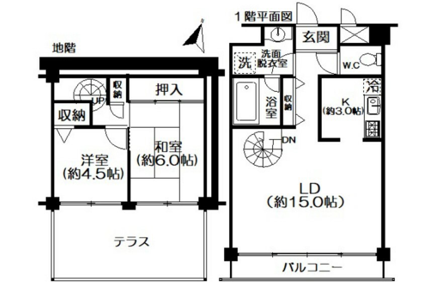 ライオンズマンション熱海伊豆山(2LDK) B1階の間取り図