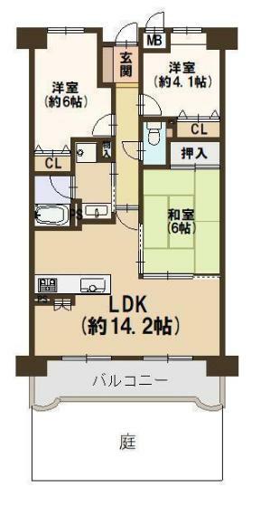 ファミール八尾桜ケ丘弐番館(3LDK) 1階の間取り図