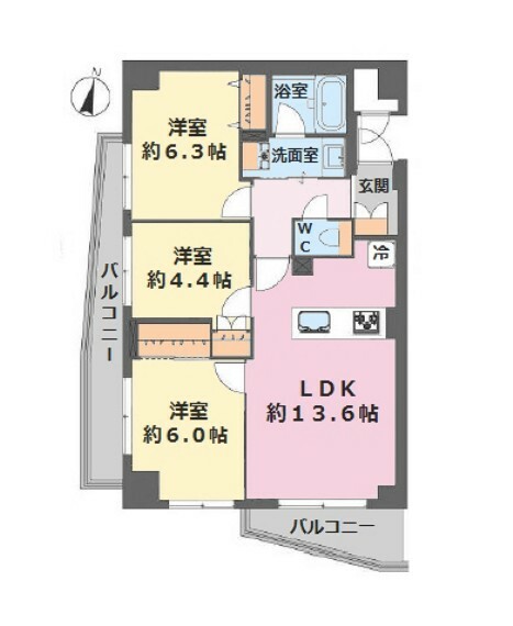 ■9階建て6階部分の南×西角住戸で陽当り良好■専有面積:67.55平米の3LDK