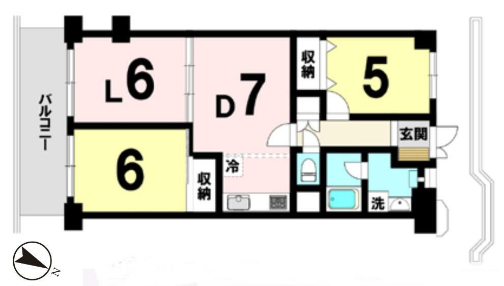 六高台サンハイツA棟(3DK) 5階の内観