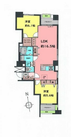 シティハイムコスモ(2LDK) 11階の間取り図
