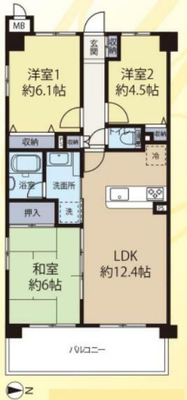 プレストジュール竹の塚(3LDK) 4階の間取り図