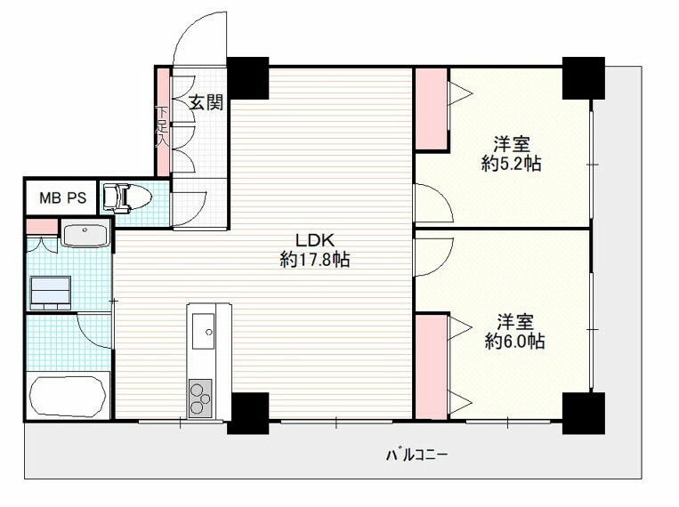 レック亀戸グリーンマンション(2LDK) 9階の間取り図