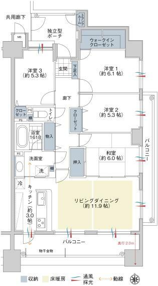 ガーデンハイツ松本本庄(4LDK) 13階の内観