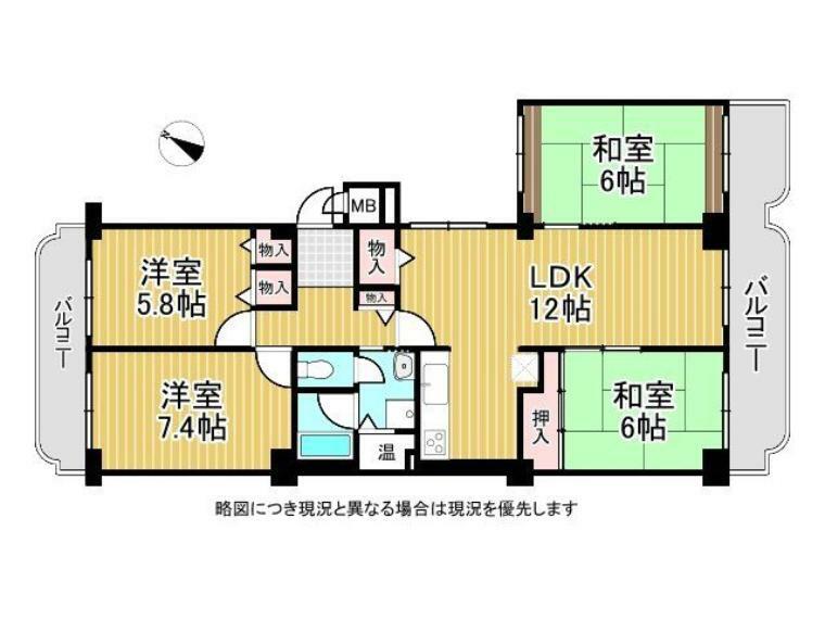 東灘スカイハイツ(4LDK) 4階の間取り図