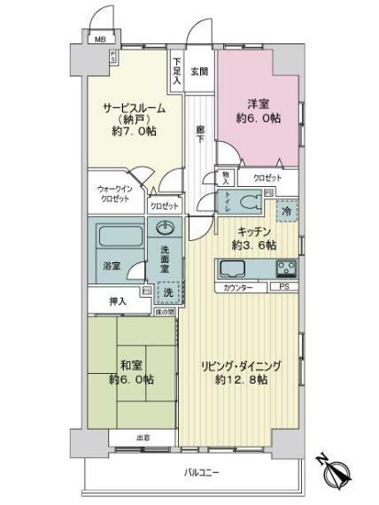 エクレール検見川浜(2LDK) 10階の間取り図