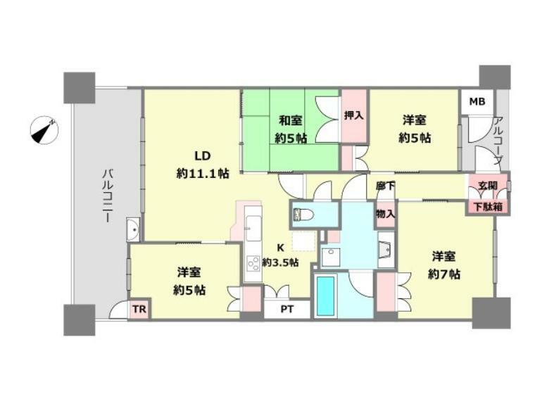 リビオ六甲高羽ガーデンスクエア(4LDK) 1階の間取り図