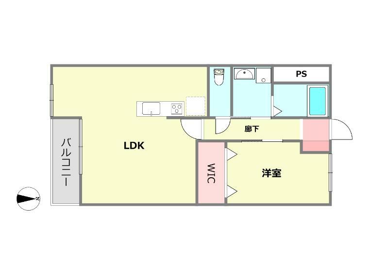 武庫之荘コーポラス(1LDK) 4階の間取り図