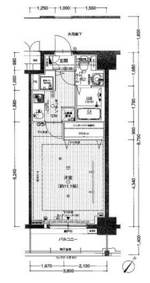 エスリード福島リバーフロント(1K) 6階の間取り図