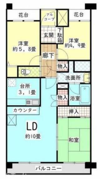 ファミール津田沼(3LDK) 3階の間取り図