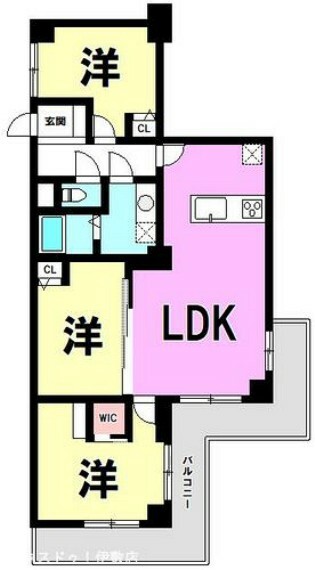 トーカンマンション多賀山(3LDK) 2階の間取り図
