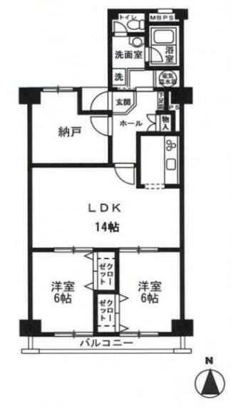 チサンマンション新大阪10番館(2LDK) 2階の間取り図