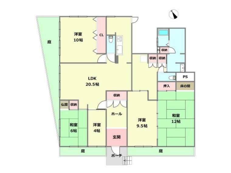 六甲篠原パークマンション(5LDK) 1階の内観