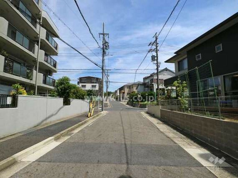 敷地の南側前面道路（西側から）