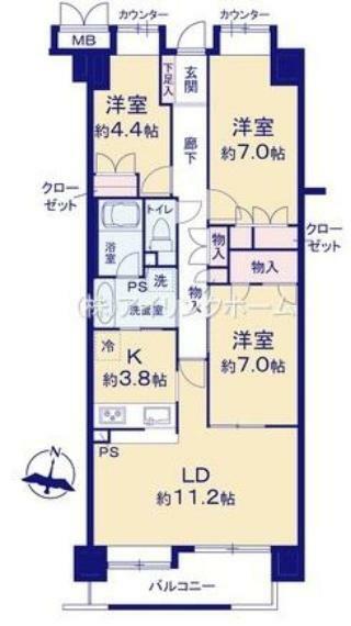 下総中山ガーデニア(3LDK) 3階の内観