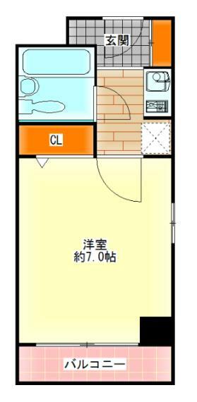 ライオンズマンション東本町第3(1K) 8階の間取り図