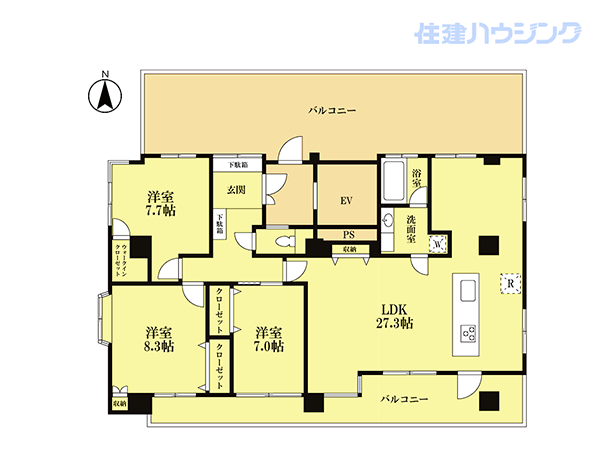 中銀目黒駅前マンシオン(3LDK) 5階の間取り図