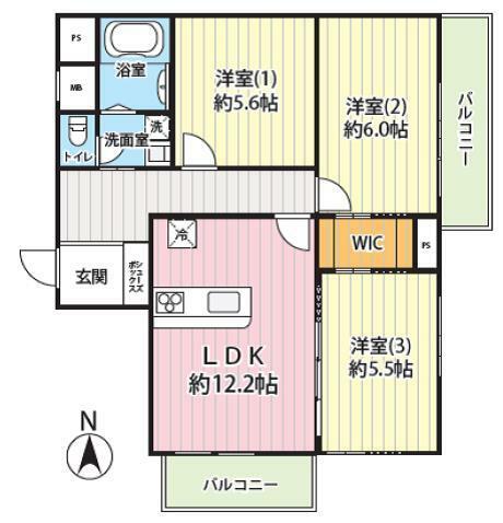 牛込ハイマンション(3LDK) 12階の内観