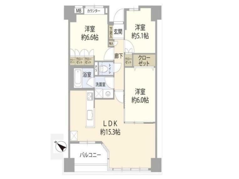 ファーレ立川パークホームズの間取り