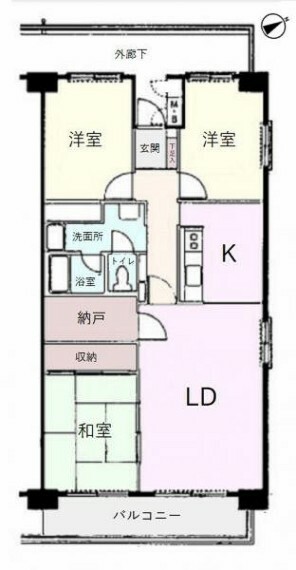 川越パークファミリア(3LDK) 4階の間取り図